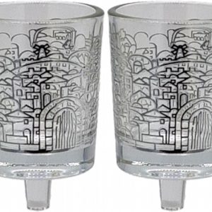 SILVER ETCHING JERUSALEM PAIR OIL NERONIM CUPS