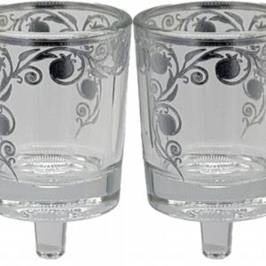 SILVER ETCHING POMEGRANATES PAIR OIL NERONIM CUPS