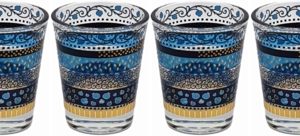 BLUE ETCHING DECORETED SET OF 6 CUPS