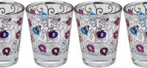 COLORFUL POMEGR. ETCHING JERUSALEM SET OF 6 "SHIOR" CUPS