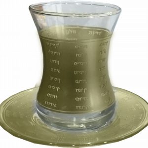 GLASS/GOLD ETCHING RINERS KIDUSH CUP/SAUCER