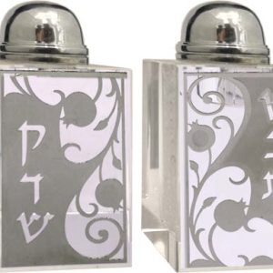 CRYSTAL/SILVER POMEGRANATES S.K. SALT/PEPPER DISH 10 CM.