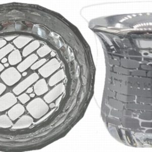 CRYSTAL/SILVER COATING "KOTEL" KIDUSH CUP/SAUCER
