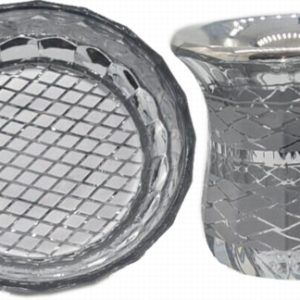 CRYSTAL/SILVER COATING "DIAMONDS" KIDUSH CUP/SAUCER