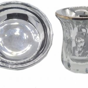 CRYSTAL/SILVER COATING "BABA SALI" KIDUSH CUP/SAUCER