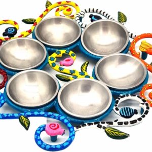 COLORFUL SPIRAL /POMEGRANATES ALUMINIUM SEDER TRAY SET