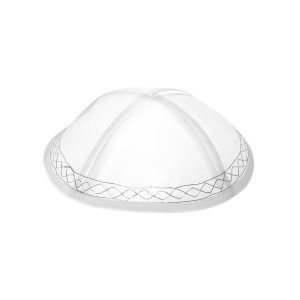 RAYON WHITE W/SILVER EMBROIDERED KIPPAH