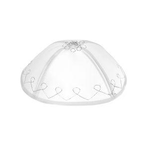 RAYON WHITE W/SILVER EMBROIDERED KIPPAH