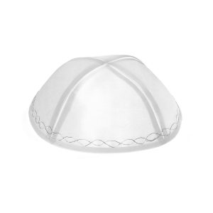 RAYON WHITE W/SILVER EMBROIDERED KIPPAH