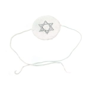 KNIT STAR BABY W/BAND WHITE KIPPAH