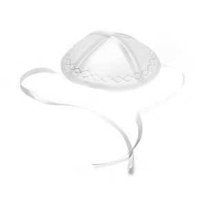 RAYON BABY W/BAND WHITE SILVER EMBROIDERED KIPPAH