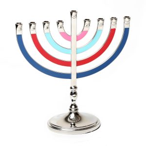 CLASSIC COLORFUL METAL MENORAH 22 CM.