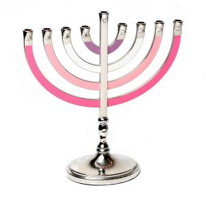 CLASSIC PINK/PURPLE METAL MENORAH 22 CM.