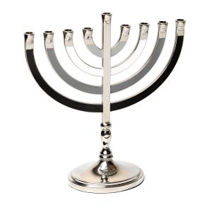 CLASSIC BLACK/GREY METAL MENORAH 22 CM.