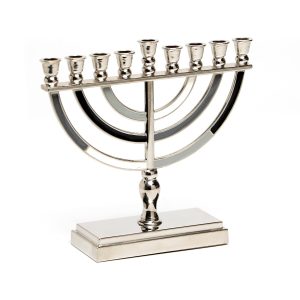 BLACK/GREY METAL MENORAH 14 CM.