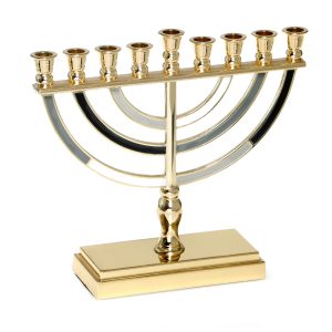 BLACK/GREY GOLDEN COLOR METAL MENORAH 14 CM.