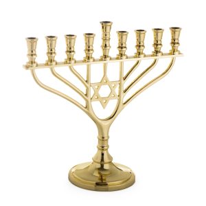 GOLDEN COLOR METAL MENORAH 18 CM.