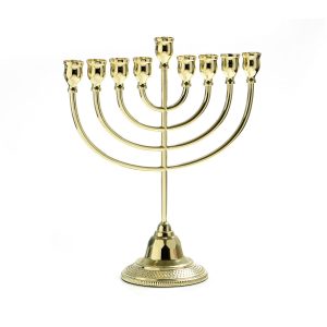 GOLDEN COLOR METAL CLASSIC LARGE MENORA 34.5 CM.