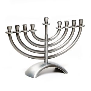 CLASSIC PEWTER FINISH METAL MENORAH