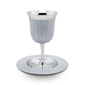 SILVER ENAMEL KIDDUSH CUP/STEM/SAUCER