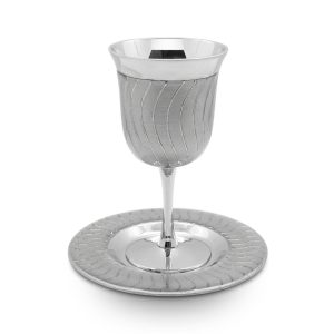 SILVER ENAMEL KIDDUSH CUP/STEM/SAUCER