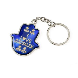 I LOVE JERUSALEM TURQUOISE HAMSA KEY CHAIN
