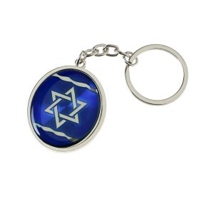 STAR BLUE OVAL KEY CHAIN