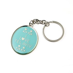 I LOVE TEL AVIV TEAL TF OVAL KEY CHAIN
