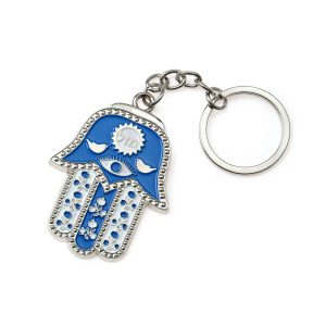 HAMSA LIGHT BLUE/WHITE KEY CHAIN