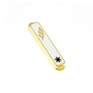 STAR GOLDEN WHITE ENAMEL CAR MEZUZAH