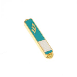 WESTERN WALL GOLDEN TEAL TF ENAMEL CAR MEZUZAH