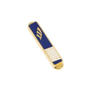 WESTERN WALL GOLDEN BLUE ENAMEL CAR MEZUZAH