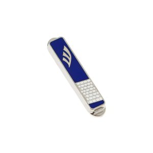 WESTERN WALL NICKEL BLUE ENAMEL CAR MEZUZAH