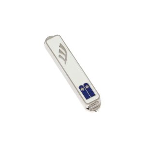 TEN COMMANDMENTS NICKEL WHITE ENAMEL CAR MEZUZAH