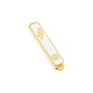 CROWN GOLDEN WHITE ENAMEL CAR MEZUZAH