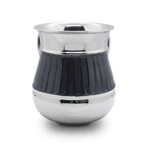 STAINLESS STEEL DARK GREY ENAMEL STRIPES NETILAT YADYIM CUP