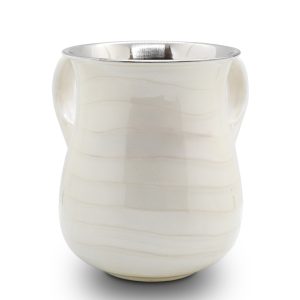 STAINLESS STEEL WHITE ENAMEL NETILAT YADYIM CUP