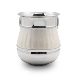 STAINLESS STEEL WHITE ENAMEL STRIPES NETILAT YADYIM CUP