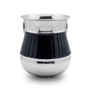 STAINLESS STEEL BLACK ENAMEL STRIPES NETILAT YADYIM CUP