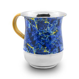 S.S FAUX MARBLE BLUE/GOLD NETILAT YADAYIM CUP