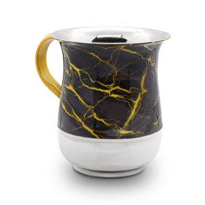 S.S FAUX MARBLE BLACK/GOLD NETILAT YADAYIM CUP