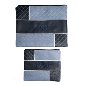 TALIT & TEFILIN BAGS L.BLUE/NAVY VINYL