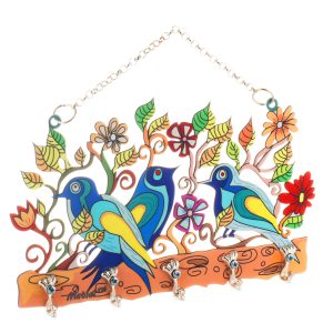 LASER CUT HAND PAINTING BIRDS KEY HOLDERS {5.5"} 14.5 CM.
