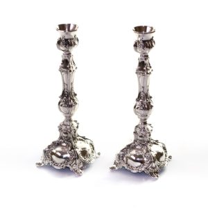 SILVER PLATED CANDLESTICKS 18 CM.