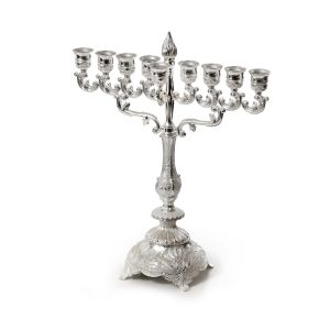 SILVER PLATED "FLAME" MENORAH 34 CM.