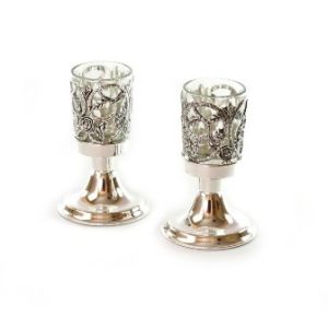 SILVER PLATED MINI CANDLESTICKS W/OIL CUPS