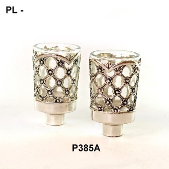 SILVER PLATED FLOWERS PAIR OIL NERONIM CUPS