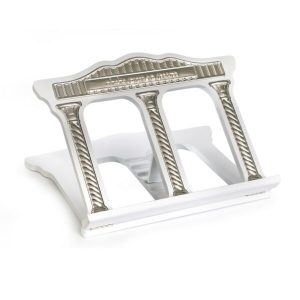SILVER PLATED/WHITE TORAH BOOK STAND
