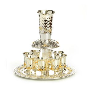 SILVER/GOLD PLATED WINE DIVIDER W/8 SMALL CUPS & TRAY