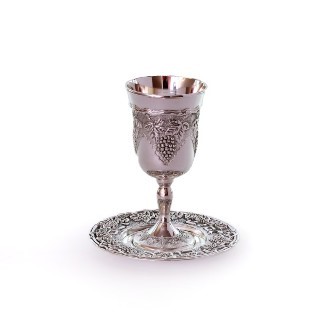 GRAPES NICKEL FINISH KIDUSH CUP/TRAY
